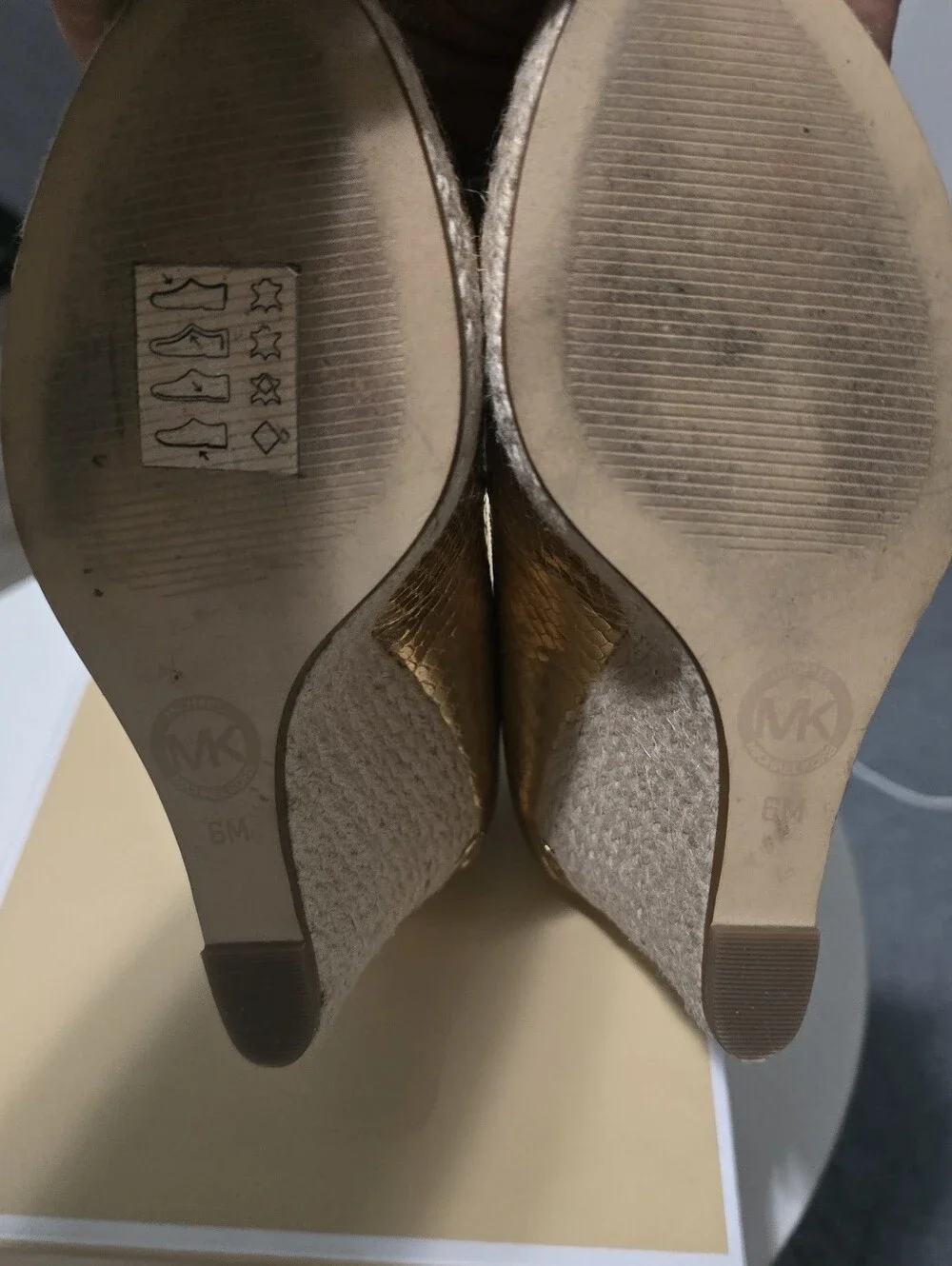 Michael Kors Metallic Gold Peep-Toe Wedge Espadrilles